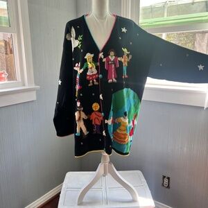 Storybook Knits Children Around the World Peace on Earth Cardigan Sweater 3X